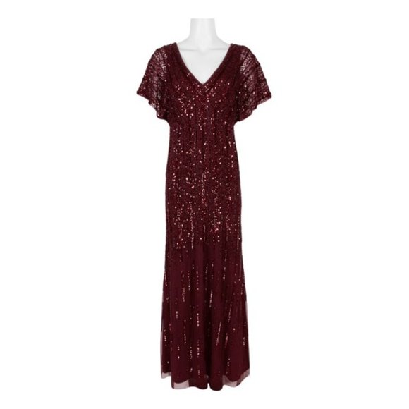 adrianna papell burgundy dress Adrianna Papell Platinum 40418 main image 1
